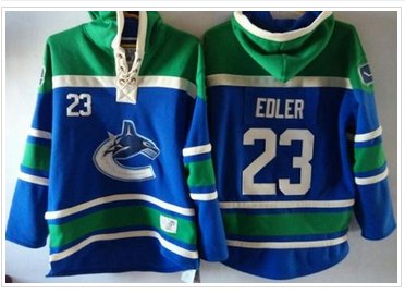 Vancouver Canucks #23 Alexander Edler Blue Sawyer Hooded Sweatshirt Stitched NHL Jersey