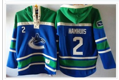 Vancouver Canucks #2 Dan Hamhuis Blue Sawyer Hooded Sweatshirt Stitched NHL Jersey