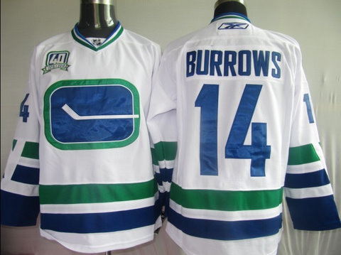 Vancouver Canucks 14 BURROWS White Jerseys 3rd 40th