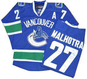 Vancouver Canucks 27 Manny Malhotra Home Blue Jersey