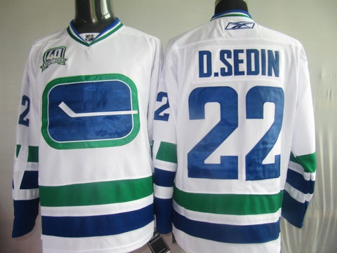 Vancouver Canucks 33 H.SEDIN White Jerseys 3rd 40TH