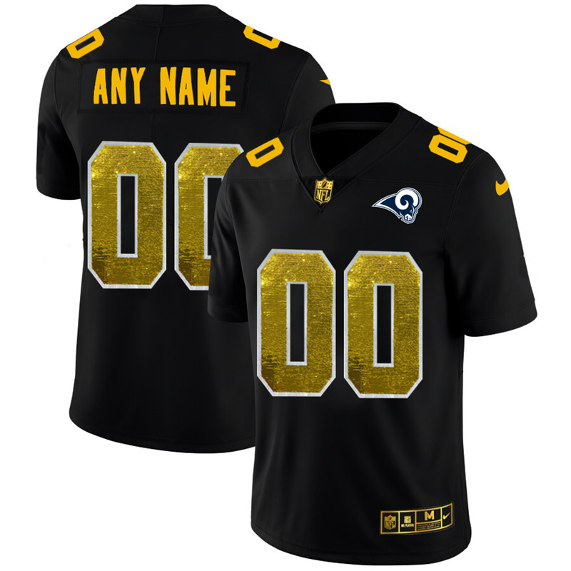 Los Angeles Rams Custom Men's Black Nike Golden Sequin Vapor Limited NFL Jersey Los Angeles Rams Custom Men's Black Nike Golden Sequin Vapor Limited NFL Jersey