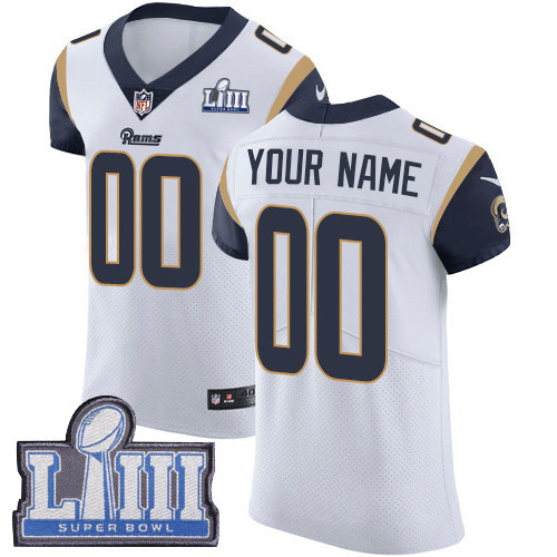 Men's Customized Los Angeles Rams Vapor Untouchable Super Bowl LIII Bound Elite White Nike NFL Road Jersey Men's Customized Los Angeles Rams Vapor Untouchable Super Bowl LIII Bound Elite White Nike NFL Road Jersey