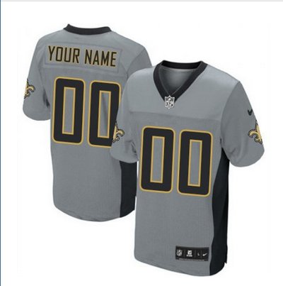 Men's Nike New Orleans Saints Customized Elite Grey Shadow NFL Jersey
