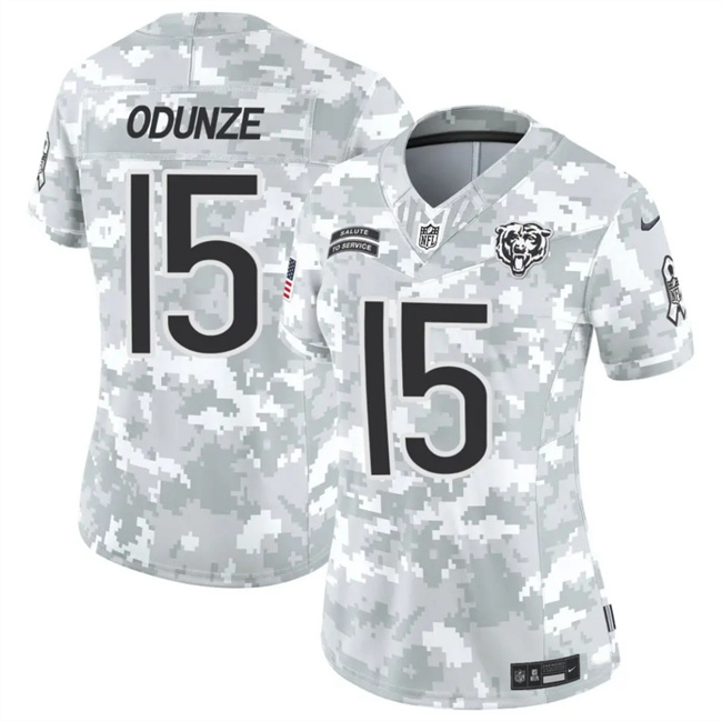 Women's Chicago Bears #15 Rome Odunze 2024 F.U.S.E Arctic Camo Salute To Service Limited Stitched Football Jersey(Run Small) Women's Chicago Bears #15 Rome Odunze 2024 F.U.S.E Arctic Camo Salute To Service Limited Stitched Football Jersey(Run Small)