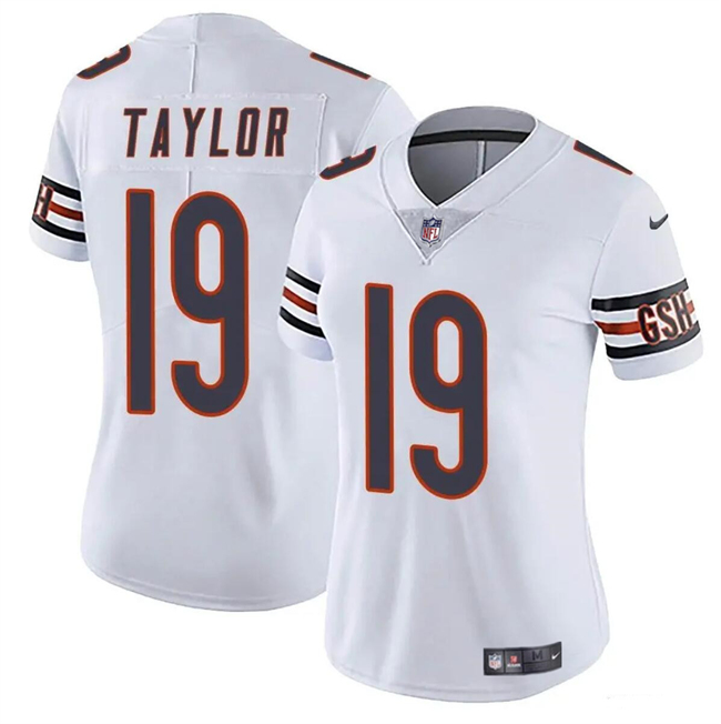 Women's Chicago Bears #19 Tory Taylor White 2024 Vapor Stitched Jersey(Run Small) Women's Chicago Bears #19 Tory Taylor White 2024 Vapor Stitched Jersey(Run Small)