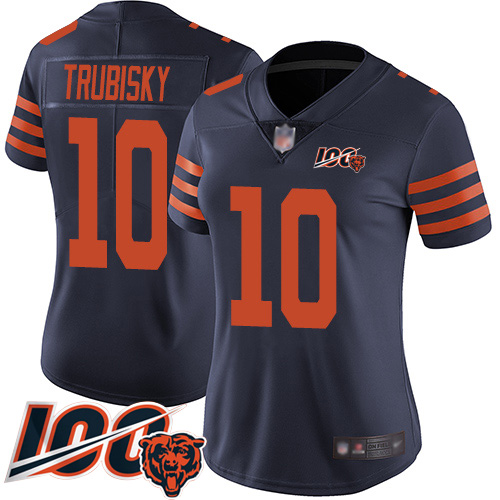 Bears #10 Mitchell Trubisky Navy Blue Alternate Women's Stitched Football 100th Season Vapor Limited Jersey Bears #10 Mitchell Trubisky Navy Blue Alternate Women's Stitched Football 100th Season Vapor Limited Jersey