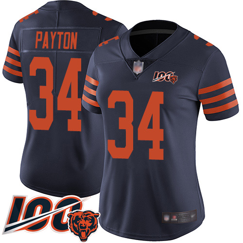 Bears #34 Walter Payton Navy Blue Alternate Women's Stitched Football 100th Season Vapor Limited Jersey Bears #34 Walter Payton Navy Blue Alternate Women's Stitched Football 100th Season Vapor Limited Jersey