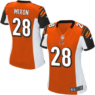 Nike Bengals #28 Joe Mixon Orange Alternate Women's Stitched NFL Elite Jersey Nike Bengals #28 Joe Mixon Orange Alternate Women's Stitched NFL Elite Jersey