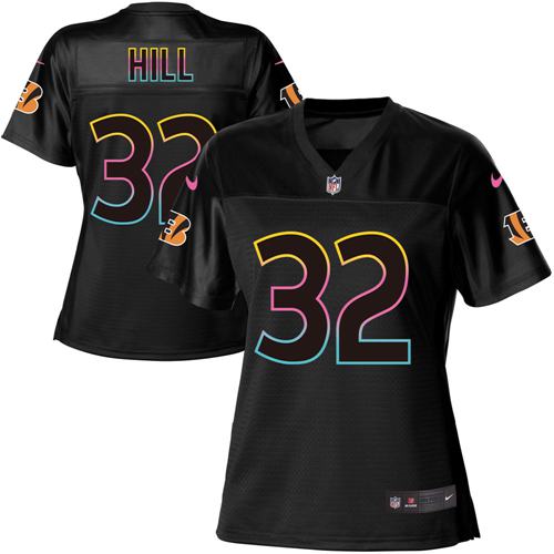 Nike Bengals #32 Jeremy Hill Black Women's NFL Fashion Game Jersey