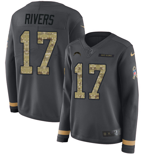 Nike Chargers #17 Philip Rivers Anthracite Salute to Service