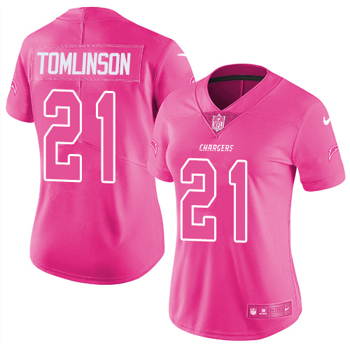 Nike Chargers #21 LaDainian Tomlinson Pink Women's Stitched NFL Limited Rush Fashion Jersey Nike Chargers #21 LaDainian Tomlinson Pink Women's Stitched NFL Limited Rush Fashion Jersey