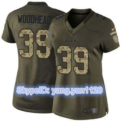 Nike Chargers #39 Danny Woodhead Green Women's Stitched NFL Limited Salute to Service Jersey
