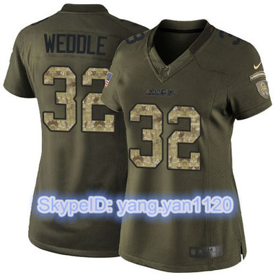 Nike Chargers #32 Eric Weddle Green Women's Stitched NFL Limited Salute to Service Jersey Nike Chargers #32 Eric Weddle Green Women's Stitched NFL Limited Salute to Service Jersey
