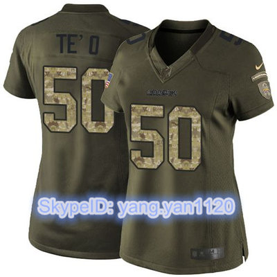 Nike Chargers #50 Manti Te'o Green Women's Stitched NFL Limited Salute to Service Jersey