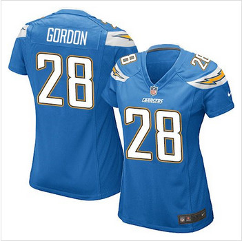 Women NEW Chargers #28 Melvin Gordon Electric Blue Alternate Stitched NFL New Elite Jersey