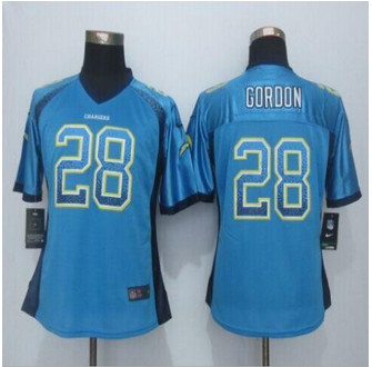 Women New Chargers #28 Melvin Gordon Electric Blue Alternate Stitched NFL Elite jersey