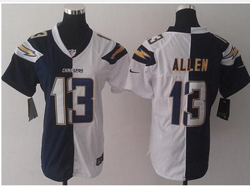 Women's New Chargers #13 Keenan Allen Navy Blue-White NFL Elite Split Jersey