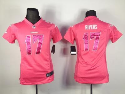 NEW Women San Diego Chargers #17 Philip Rivers Pink Jerseys