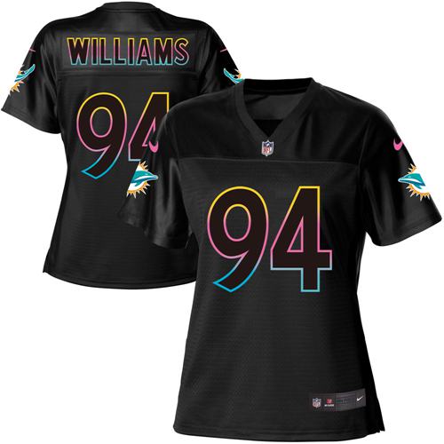 Nike Dolphins #94 Mario Williams Black Women's NFL Fashion Game Jersey