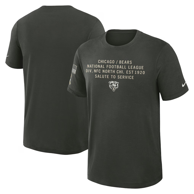 Men's Chicago Bears Dark Green 2025 Salute to Service Sideline Slub Dri-FIT T-Shirt