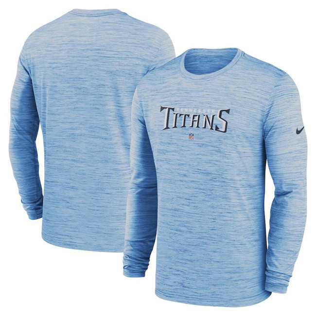 Men's Tennessee Titans Blue Sideline Team Velocity Performance Long Sleeve T-Shirt Men's Tennessee Titans Blue Sideline Team Velocity Performance Long Sleeve T-Shirt