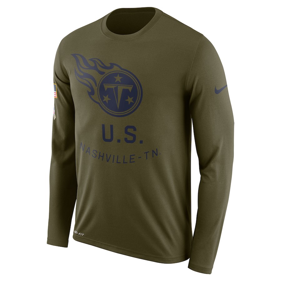 Tennessee Titans Nike Salute To Service Sideline Legend Performance Long Sleeve T-Shirt Olive Tennessee Titans Nike Salute To Service Sideline Legend Performance Long Sleeve T-Shirt Olive