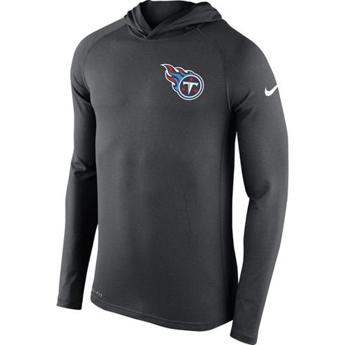 Men's Tennessee Titans Nike Charcoal Stadium Touch Long Sleeve Hooded Performance T-Shirt Men's Tennessee Titans Nike Charcoal Stadium Touch Long Sleeve Hooded Performance T-Shirt