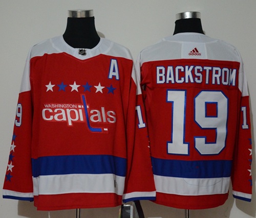 Youth Adidas Capitals #19 Nicklas Backstrom Red Alternate Authentic Stitched NHL Jersey