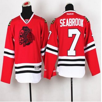 Youth Chicago Blackhawks #7 Brent Seabrook Red(Red Skull) Stitched NHL Jersey