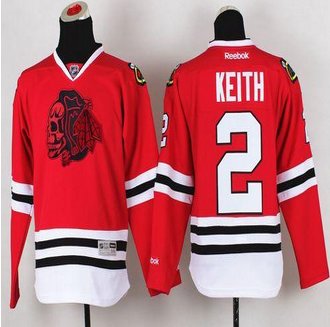 Youth Chicago Blackhawks #2 Duncan Keith Red(Red Skull) Stitched NHL Jersey