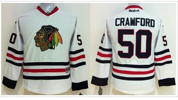 Youth NHL Blackhawks #50 Corey Crawford White Stitched Jersey