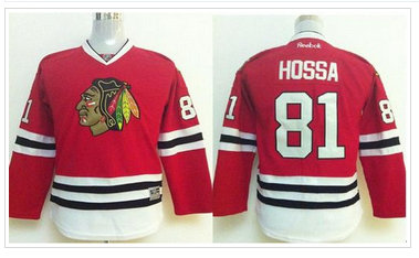 Youth NHL Blackhawks #81 Marian Hossa Stitched Red Jersey