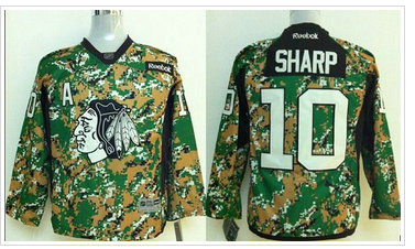Youth NHL Chicago Blackhawks #10 Patrick Sharp Camo Veterans Day Practice Stitched Jersey