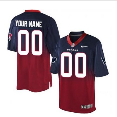 Men's Nike Houston Texans Customized Limited NavyRed Fadeaway NFL Jersey