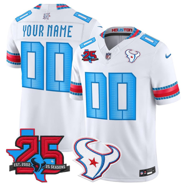 Men's Houston Texans Active Player Custom White 2026 25th Anniversary Patch F.U.S.E. 'HOUSTON US' Rivalries Collection Limited Stitched Football Jersey