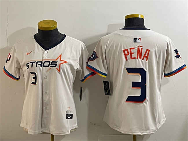 Youth Houston Astros #3 Jeremy Pe?a Cream 2025 City Connect With Texas Patch Limited Stitched Baseball Jersey