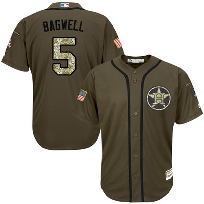 Astros #5 Jeff Bagwell Green Salute to Service Stitched Youth MLB Jersey