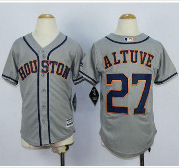 Youth Astros #27 Jose Altuve Grey Cool Base Stitched MLB Jersey