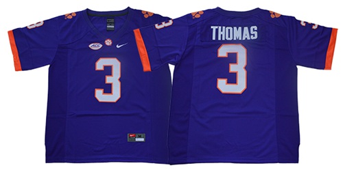 Tigers #3 Xavier Thomas Purple Limited Stitched College Jersey