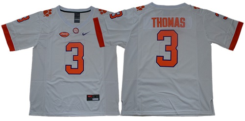 Tigers #3 Xavier Thomas White Limited Stitched College Jersey