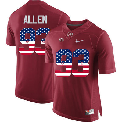 Alabama Crimson Tide 93 Jonathan Allen Red USA Flag College Limited Jersey