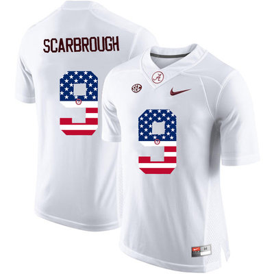 Alabama Crimson Tide 9 Bo Scarbrough White USA Flag College Limited Jersey