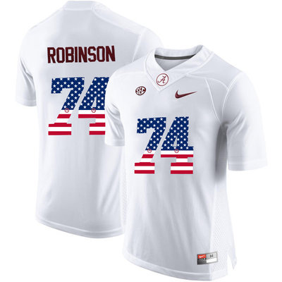 Alabama Crimson Tide 74 Cam Robinson White USA Flag College Limited Jersey