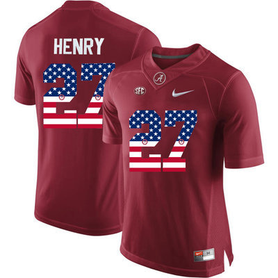 Alabama Crimson Tide 27 Derrick Henry Red USA Flag College Limited Jersey