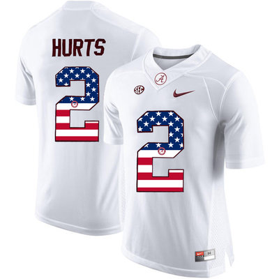 Alabama Crimson Tide 2 Jalen Hurts White USA Flag College Limited Jersey