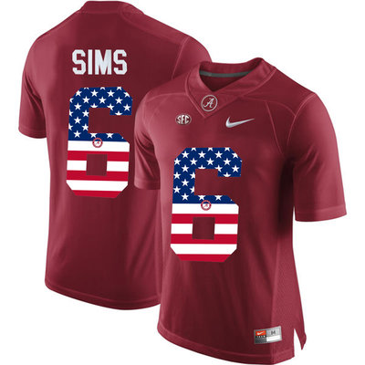 Alabama Crimson Tide 6 Blake Sims Red USA Flag College Limited Jersey