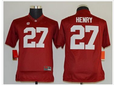 Youth NCAA Crimson Tide #27 Derrick Henry Red Stitched Jersey
