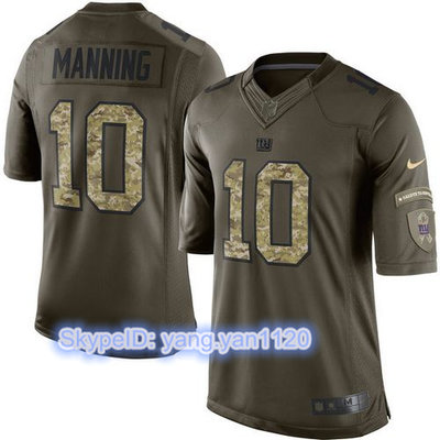 Nike Giants #10 Eli Manning Green Youth Stitched NFL Limited Salute to Service Jersey