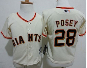 Toddler San Francisco Giants #28 Buster Posey Cream Stitched MLB Jersey